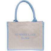Canvas tote "Summer love" small, sand/ibiza blue