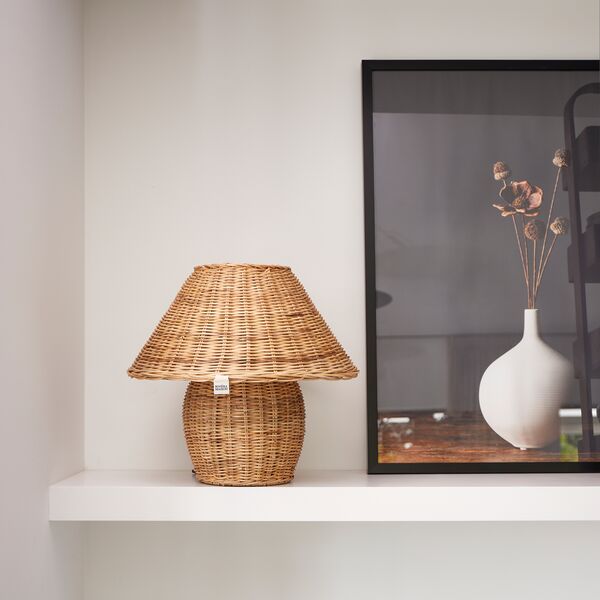 Rustic rattan ames table lamp