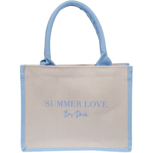 Canvas tote "Summer love" small, sand/ibiza blue