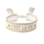 Woven bracelet c'est la vie, white w sand