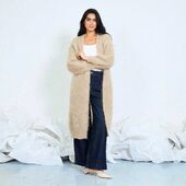 Long mohair cardigan, light beige