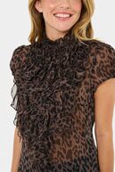 Lilja shirt, chocolate brown leopard