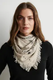 Jucca knit scarf, light beige melange