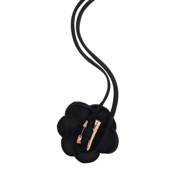 Satin rose brooch, black