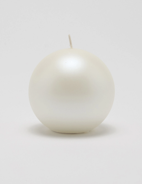 Velvet ball candle 10cm, pearl