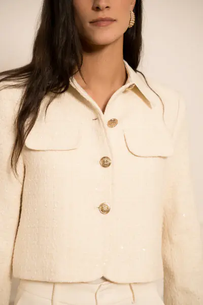 Élise tweed jacket, ecru