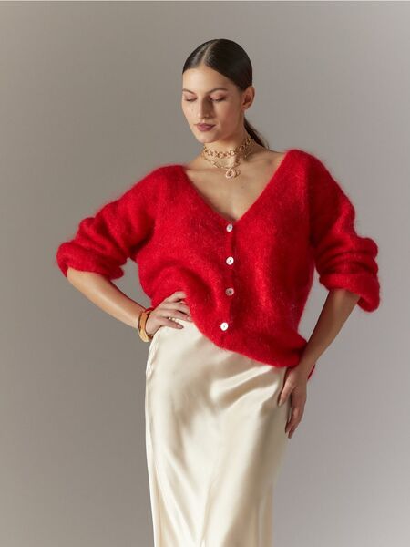 Cornelia mohair cardigan, lipstick red