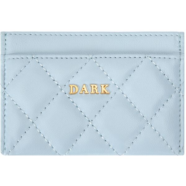 Leather quilted card holder, ibiza blue