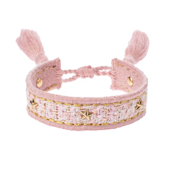 Tweed woven bracelet, light rose