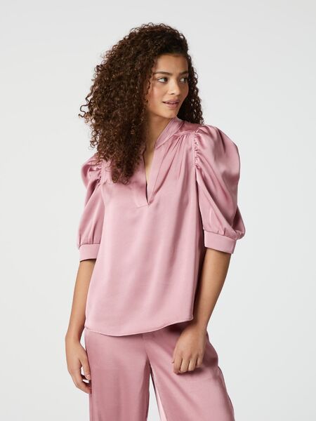 Roella heavy sateen blouse, evening rose