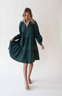 Long sleeved ruffled dress, pine green