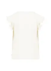 Top with ruffles in v-neck, creme