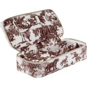 Velvet jewellery box mini, chocolate brown savannah pattern