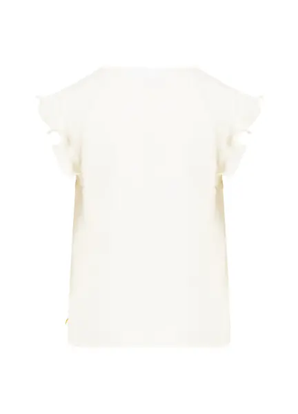 Top with ruffles in v-neck, creme