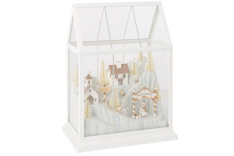 Christmas village led glass, white/gold
