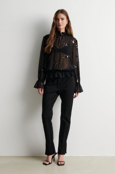 Luma sequin blouse, black