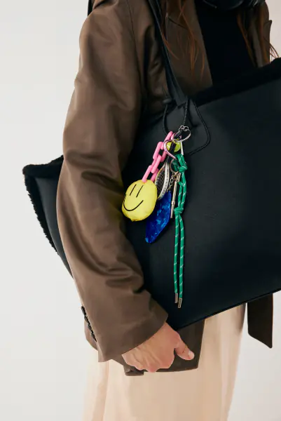 Faux shearling bag, black