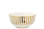 Box of 2 bowl striped porcelain, gold colored/white