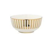 Box of 2 bowl striped porcelain, gold colored/white
