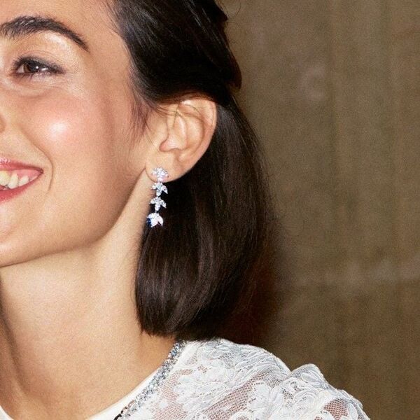 Laurel earrings, rhodium