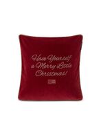Merry little organic cotton velvet pillow cover 50x50, red/beige