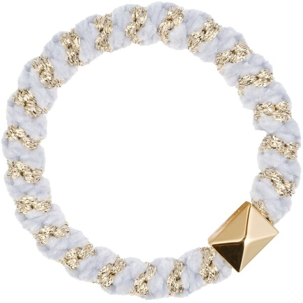 Fluffy fat hair tie, cool blue stripe