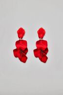 Leaf earrings, metallic wine red