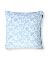 Floral Printed Organic Cotton Pillow Cover 50x50, Blue/White