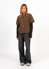 Asta quilted short sleeved jacket, chocolate brown