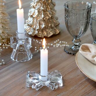 Candlestick with bow, clear