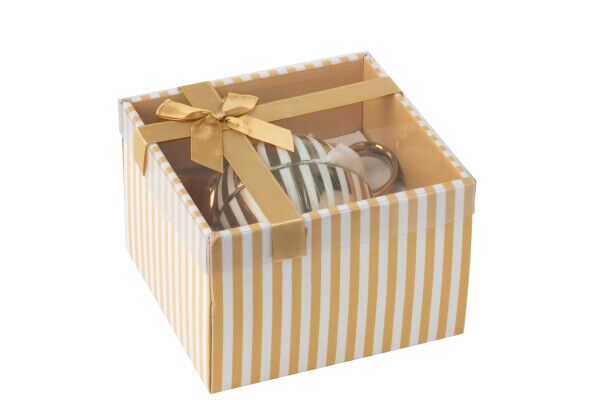 Teapot set striped porcelain, gold colored/white