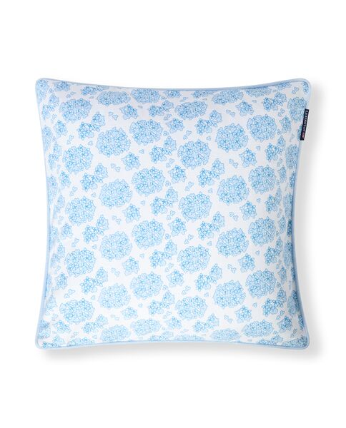 Floral Printed Organic Cotton Pillow Cover 50x50, Blue/White