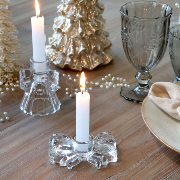 Candlestick with bow, clear
