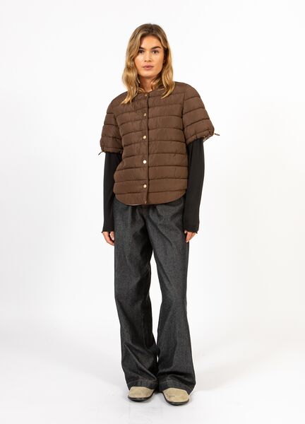 Asta quilted short sleeved jacket, chocolate brown
