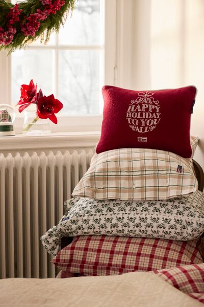 Ornament wool mix pillow 30x40, red/white