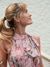 Marli flower chiffon dress, rose