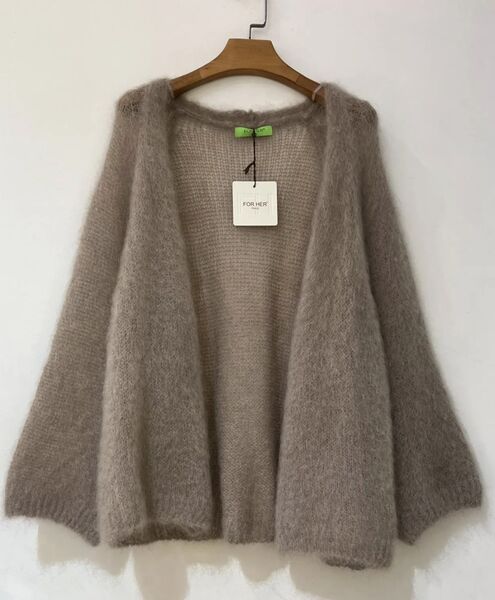Short mohair cardigan, taupe