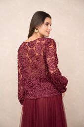 Rosette blouse, bordeaux