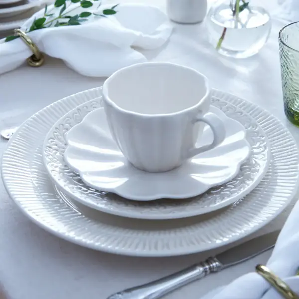 Oyster cup & saucer 17,5cm, white