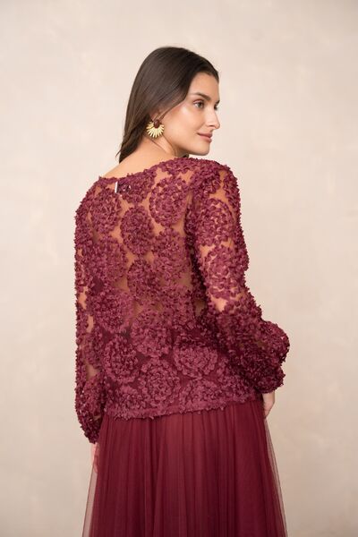 Rosette blouse, bordeaux