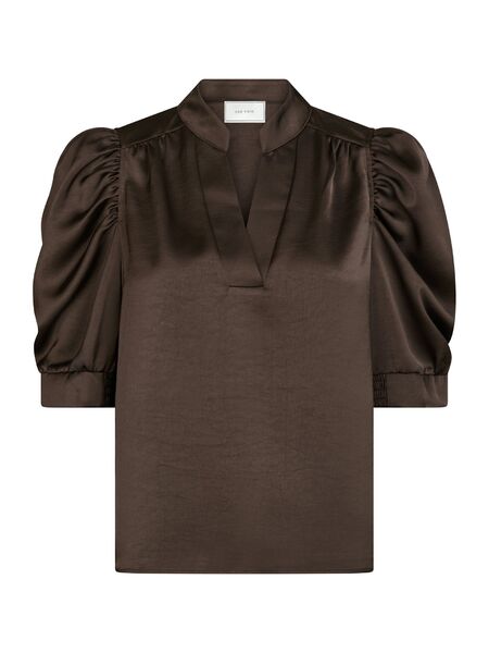 Roella heavy sateen blouse, dark brown