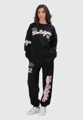 Embroidered BF Pullover Crewneck, Jet Black
