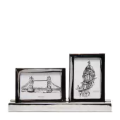 Double photo frame silver 10x15