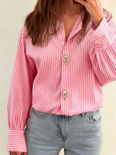 Diamond button stripe shirt, pink
