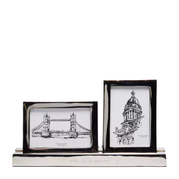 Double photo frame silver 10x15