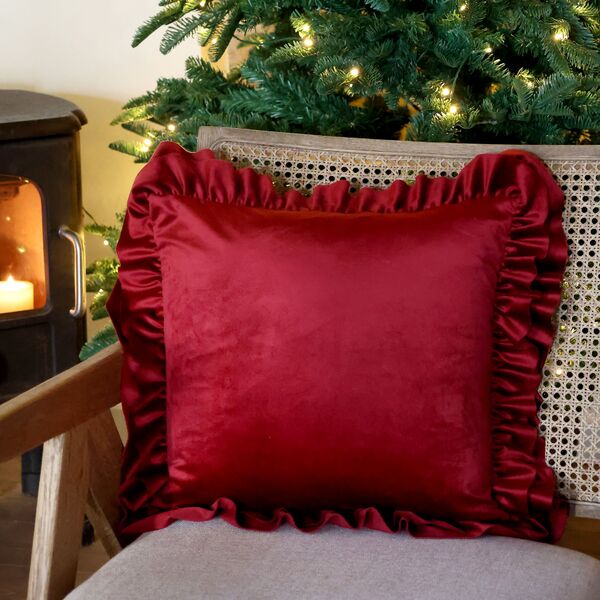 Aix pillowcase with frilled edge 45x45, cherry