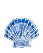 Shell stoneware small serving dish, white/blue