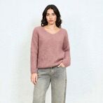 V-neck mohair knit, baby pink