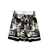 Shorts with Toile De Jouy print, black