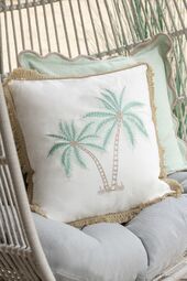 Cushion palm tree, white/turquoise